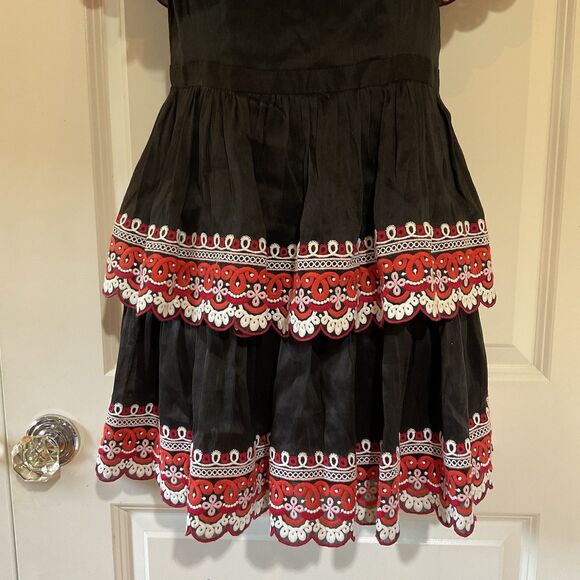 Amur Embroidered Linen Silk Off-the-Shoulder Tiered Mini Dress Size 4 $548 - Picture 4 of 13